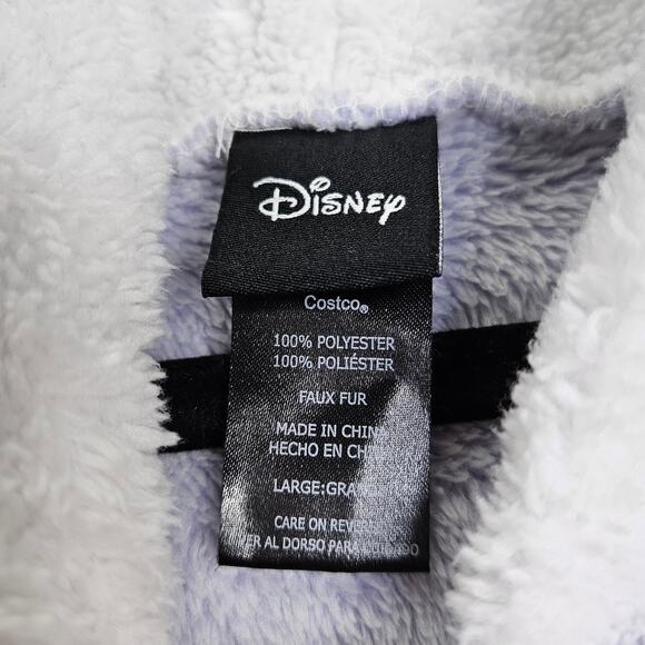 🦃 Disney Mickey Mouse Hooded Light Purple Sleepwear Robe Pajama Faux Fur Large - Picture 3 of 10